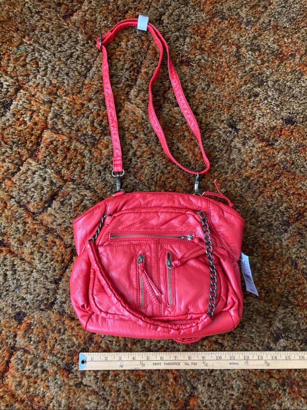 PacSun pink Faux Leather Crossbody Bag with Chain Accent